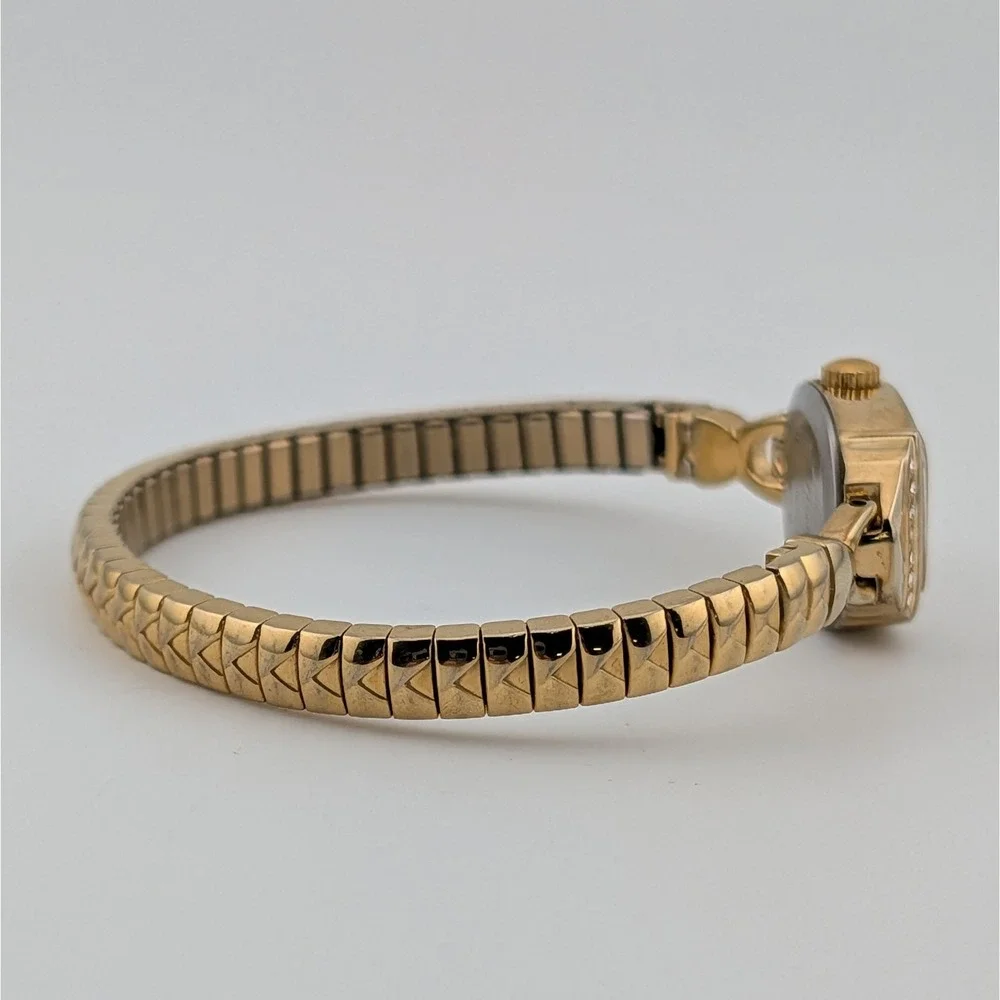 Timex Women's Gold Tone Crystal Accent Expansion Bracelet Watch 17mm 6.25